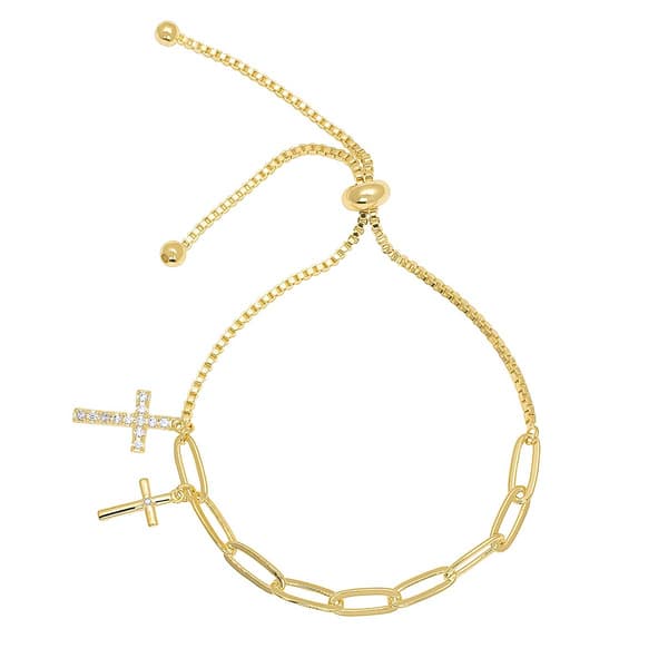 Accents by Gianni Argento Diamond Accent Double Cross Bracelet - image 