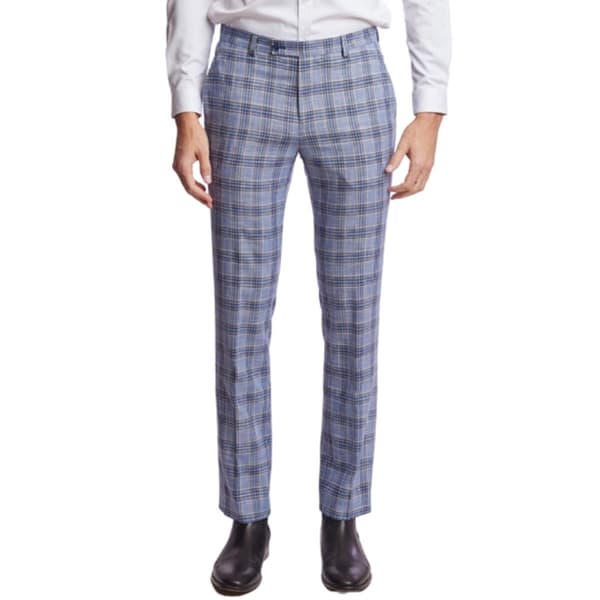 Mens Paisley & Gray&#40;R&#41; Checkered Dress Pants - Blue/Tan