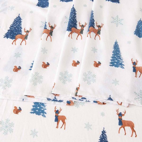 Freshfolds Cotton Little Holly Holiday 4pc. Flannel Sheet Set