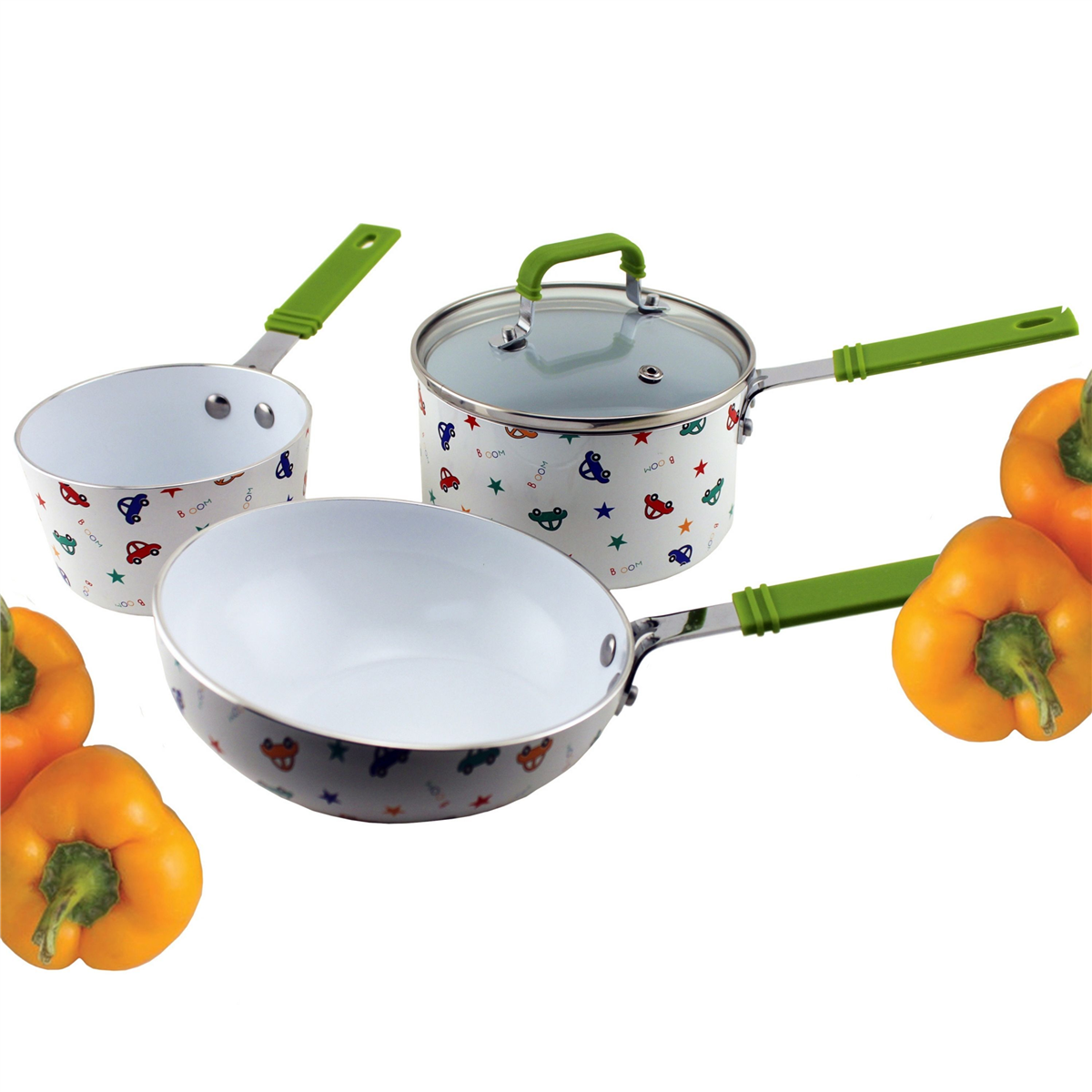 BergHOFF CookNCo 4pc. Car Pattern Mini Cookware Set