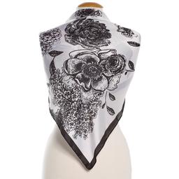 Womens Jessica McClintock Black And White Floral Square Scarf