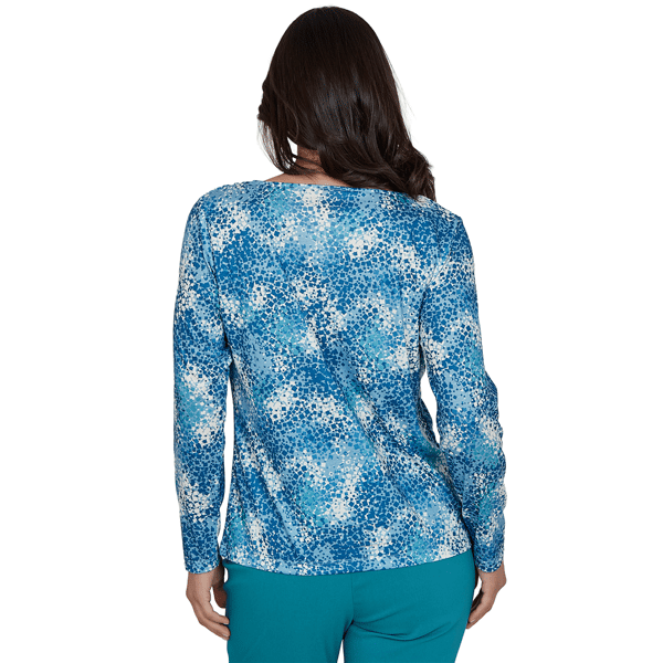 Womens Hearts of Palm Autumn Breeze 3/4 Sleeve Confetti Blouse