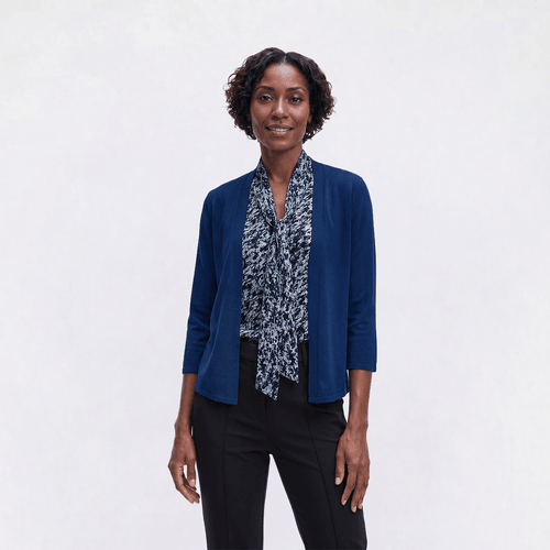 Womens Kasper 3/4 Sleeve A Line Open Front Cardigan - image 