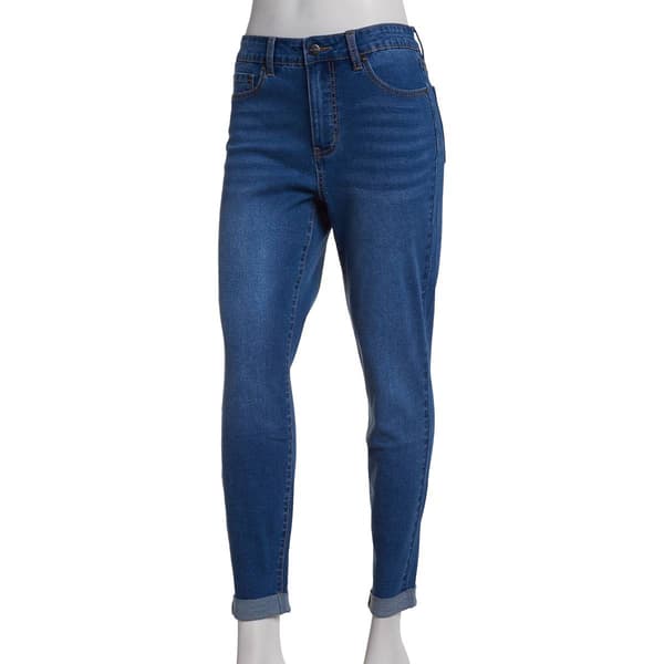 Womens Bleu Denim Roll Cuff Skinny Ankle Jeans