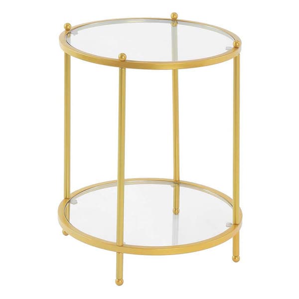 Convenience Concepts Royal Crest 2 Tier Round Glass End Table - image 