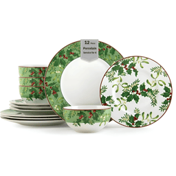 222 Fifth Christmas Foliage 12pc. Dinnerware Set