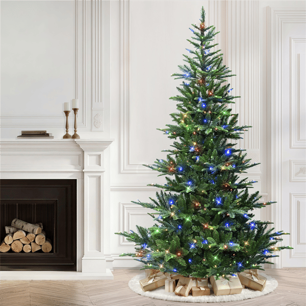 Puleo International 7.5ft Pre-Lit LED Mountain Fir Christmas Tree