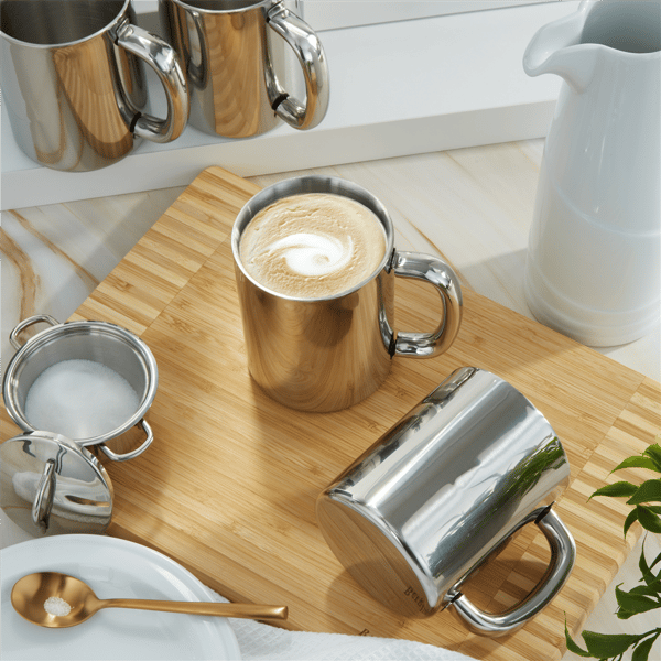 BergHOFF 4pc. Stainless Steel 12oz. Coffee Mug Set