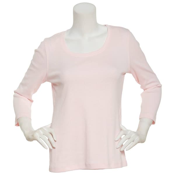 Plus Size Preswick &amp; Moore 3/4 Sleeve Scoop Neck Solid Top