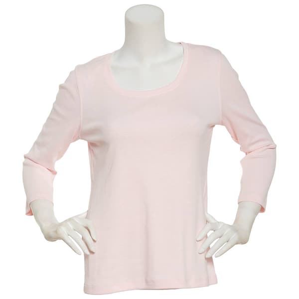 Womens Preswick &amp; Moore 3/4 Sleeve Scoop Neck Solid Top - image 