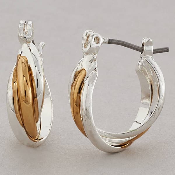 Design Collection Two-Tone Triple Band Hoop Earrings - image 