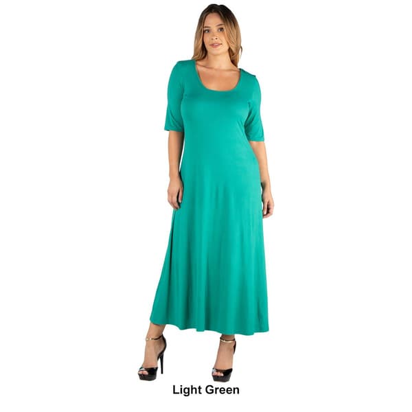 Plus Size 24/7 Comfort Apparel 3/4 Sleeves Maxi Dress
