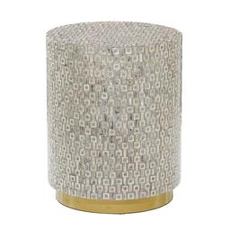 9th & Pike(R) Grey Mother of Pearl Contemporary Accent Table