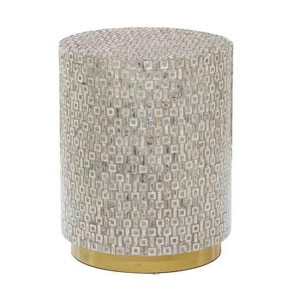 9th & Pike&#40;R&#41; Grey Mother of Pearl Contemporary Accent Table