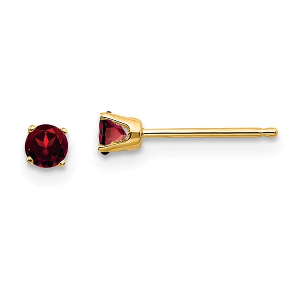 Gemstone Classics&#40;tm&#41; Yellow Gold 3mm. Garnet Stud Earrings - image 