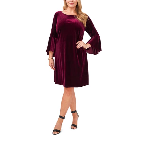 Plus Size MSK Long Sleeve Bell Sleeve Velvet Dress