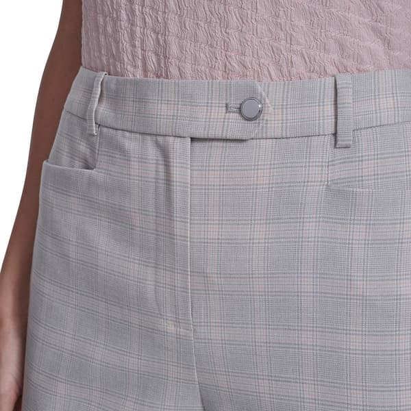 Womens Calvin Klein Button Front Straight Leg Plaid Dress Pants