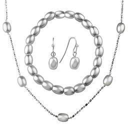 Roman Cream Pearl in Silver 3pc. Necklace Set