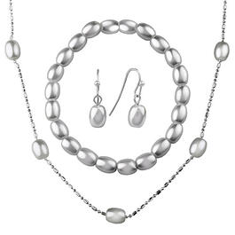 Roman Cream Pearl in Silver 3pc. Necklace Set