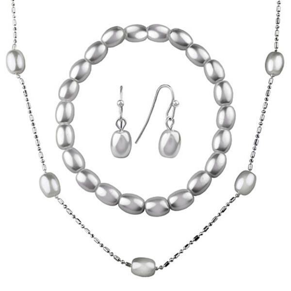 Roman Cream Pearl in Silver 3pc. Necklace Set - image 