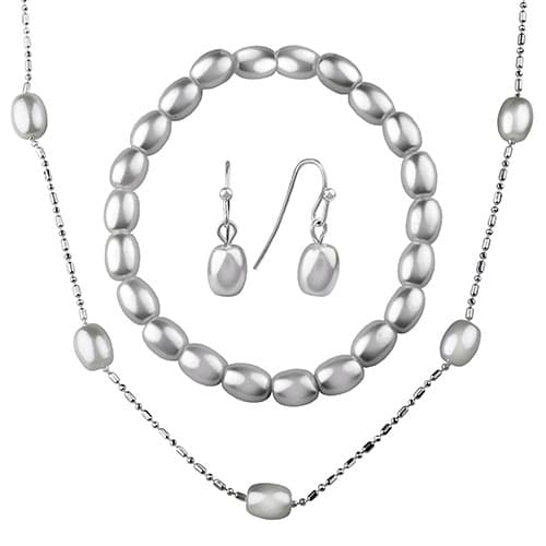 Roman Cream Pearl in Silver 3pc. Necklace Set - image 