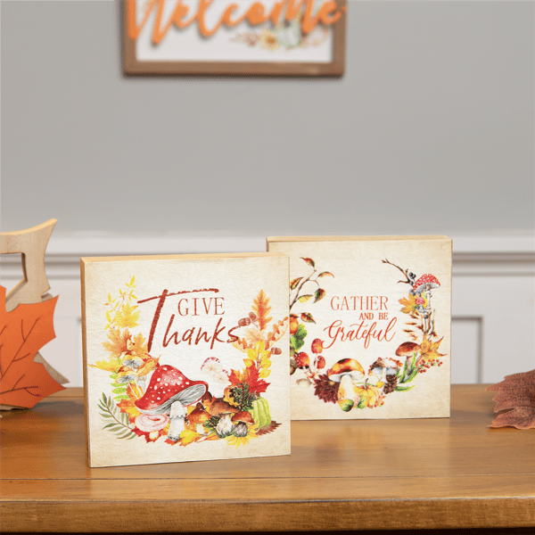 Northlight Give Thanks & Be Grateful Fall Harvest Sign - Set of 2