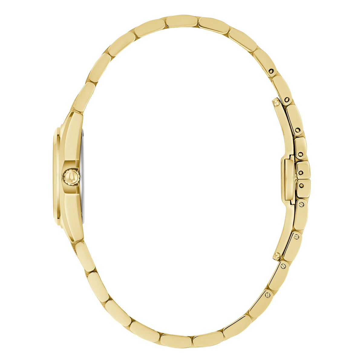 Womens Bulova Surveyor Gold Tone Pink Dial Bracelet Watch- 97L187
