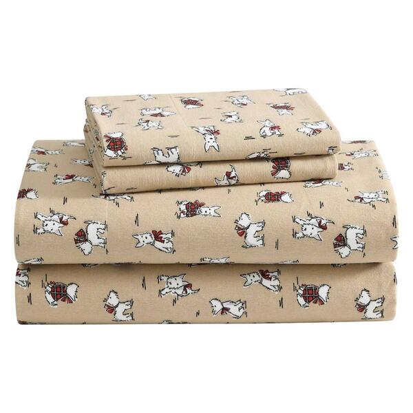 Laura Ashley Holiday Scottie Cotton Flannel Sheet Set - image 