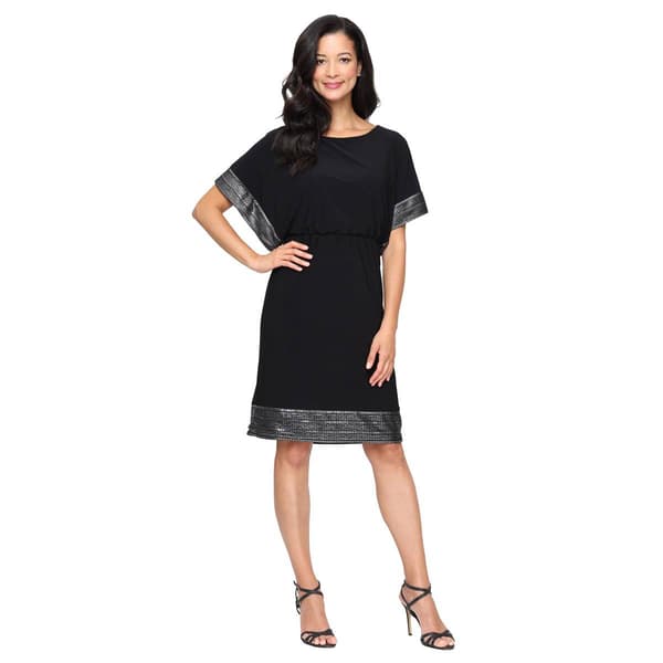 Womens SLNY Foil Trim Blouson Sheath Dress