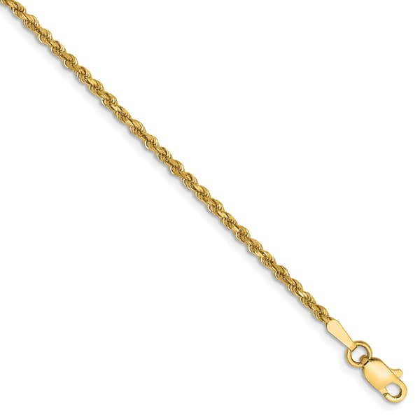 Gold Classics&#40;tm&#41; 1.75mm. 14k Diamond Cut Rope Chain Bracelet - image 