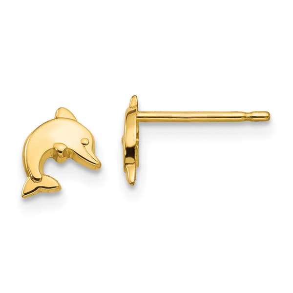 Gold Classics(tm) 14kt. Gold 6mm Dolphin Stud Earrings - image 