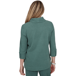 Womens Ruby Rd. Premium Luxe Rib 3/4 Sleeve V-Neck Sweater