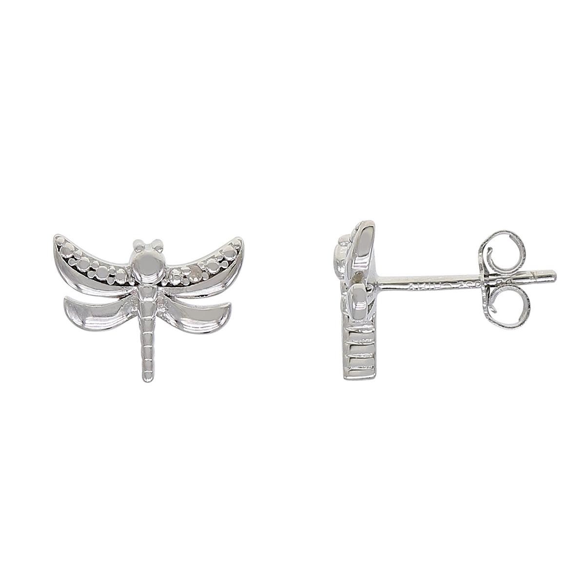 Gianni Argento Sterling Diamond Accent Dragonfly Stud...