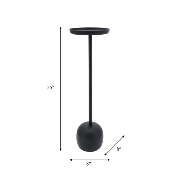 Sagebrook Home 25in. Modern Black Accent Table with Tray Top