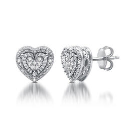 Diamond Classics&#40;tm&#41; Sterling Silver 1/10ctw. Heart Earrings
