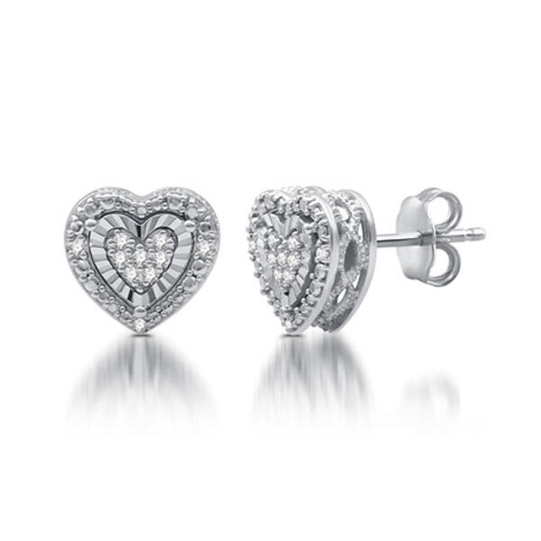 Diamond Classics&#40;tm&#41; Sterling Silver 1/10ctw. Heart Earrings - image 