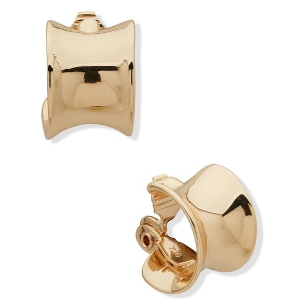 Anne Klein Gold-Tone Chunky Huggie Hoop EZ Comfort Clip Earrings - image 