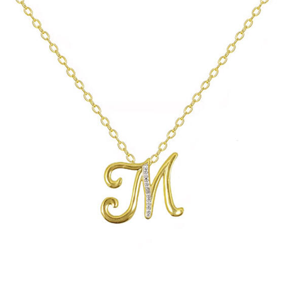 Accents by Gianni Argento Gold Initial M Pendant Necklace - image 