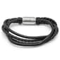 Mens Black Leather Bracelet with Clasp - image 1