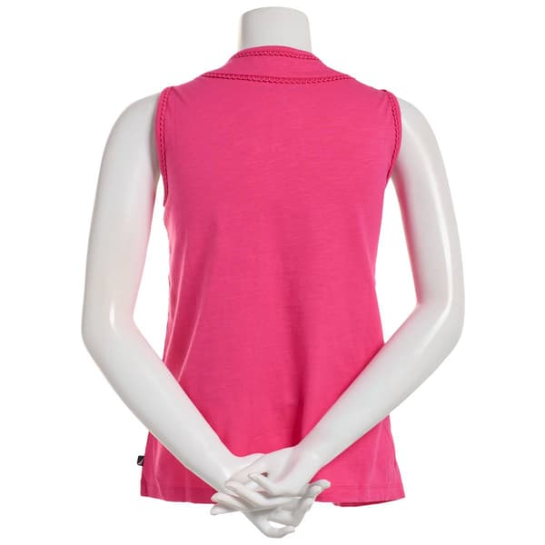 Womens Nautica Jeans Solid Keyhole Trim Neck Tank Tops