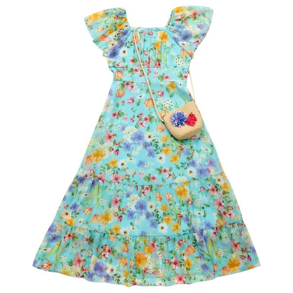 Girls &#40;7-16&#41; Speechless&#174; Floral Chiffon Maxi Dress with Purse