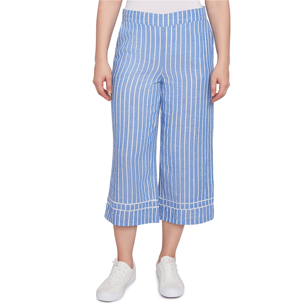 Petite Ruby Rd. Tinted Tides Yarn Dye Stripe Relaxed Soft Capri - image 