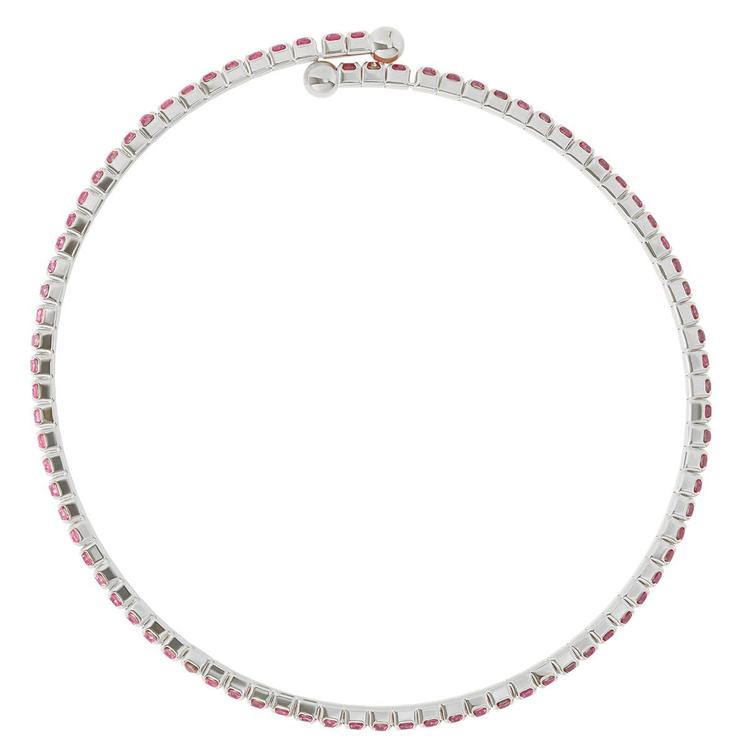 Athra Fine Silver Plated & Dark Purple Crystal Coil Bracelet
