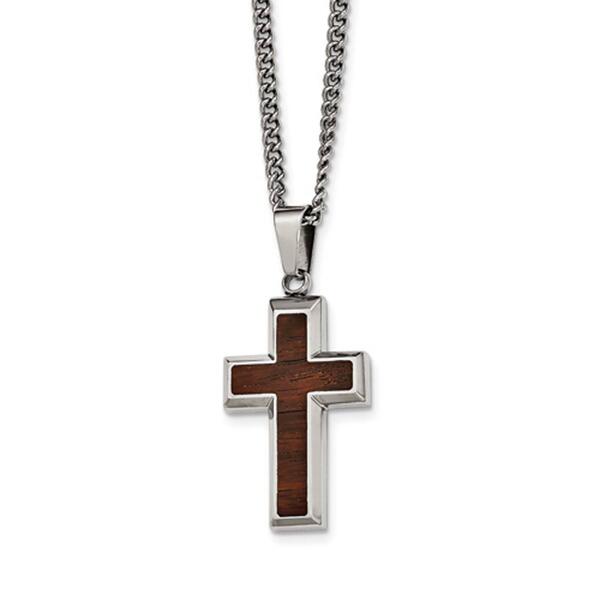 Mens Gentlemen's Classics&#40;tm&#41; Polished Wood Inlay Cross Necklace - image 