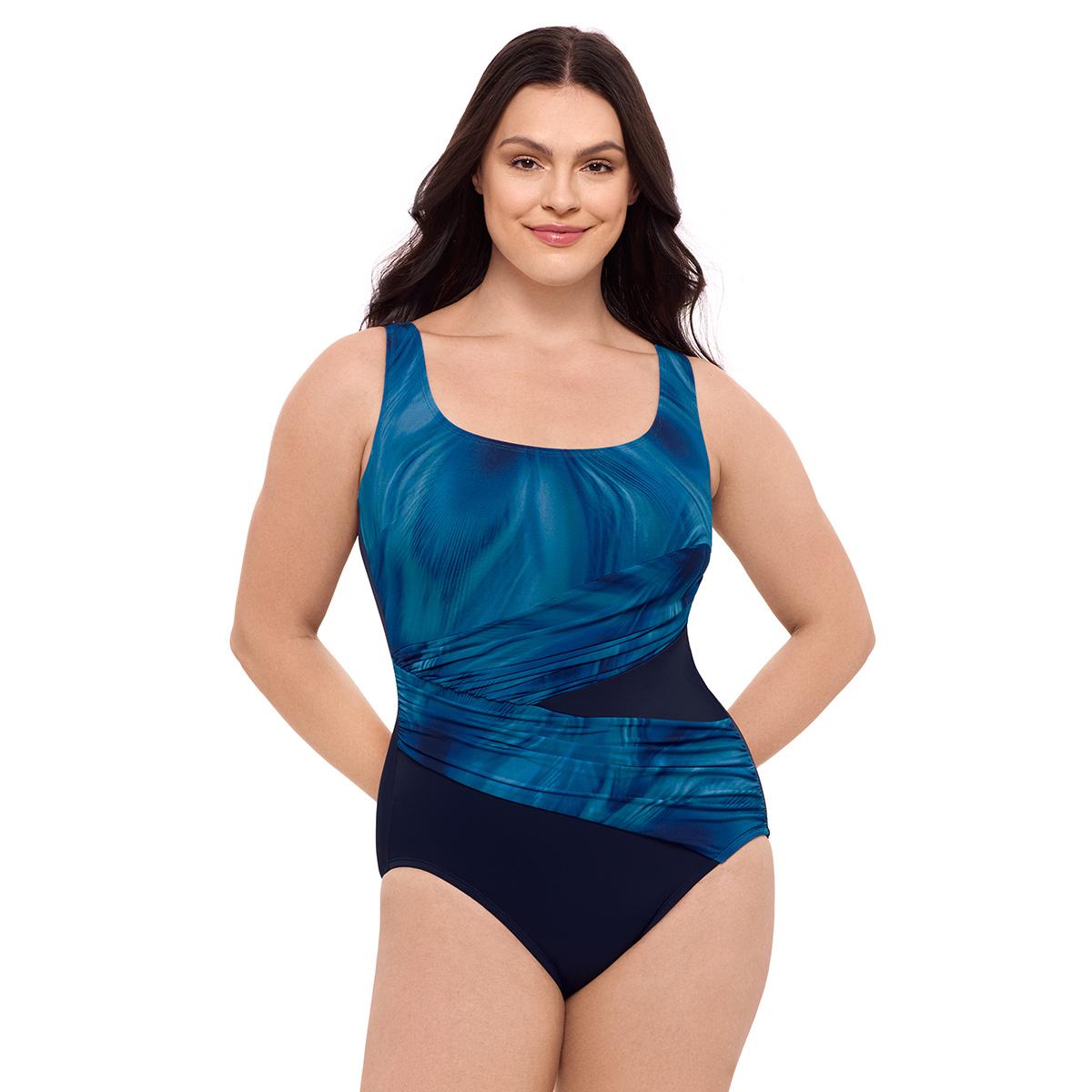Womens Great Lengths Pavona Wrap Sash One Piece Swimsuit