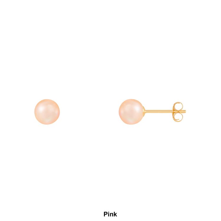Splendid Pearls 14kt. Gold 5mm Round Pearl Stud Earrings
