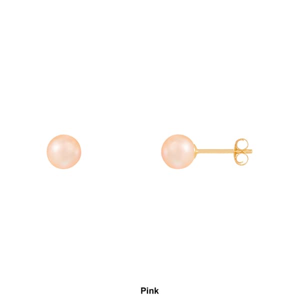 Splendid Pearls 14kt. Gold 5mm Round Pearl Stud Earrings