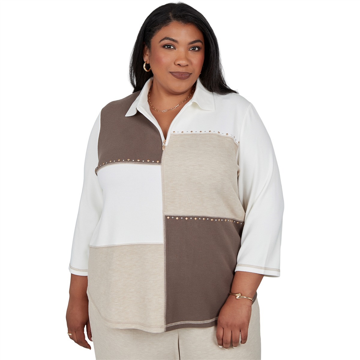 Plus Size Alfred Dunner Luxe Be A Lady Color Block Sweatshirt