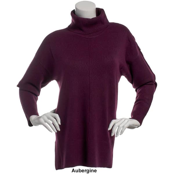 Womens Calvin Klein Long Sleeve Rib Panel Turtleneck Sweater