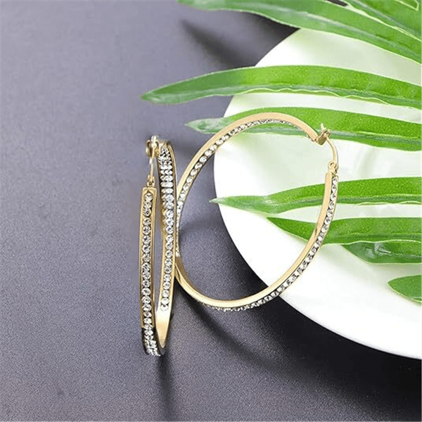 Saffron 18kt. Gold Plating Inside Out 40mm Hoop Earrings